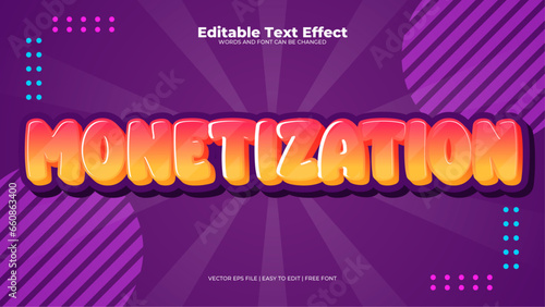 Purple violet yellow and orange monetization 3d editable text effect - font style