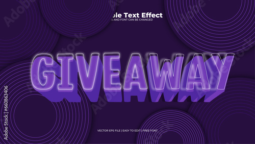 Purple violet giveaway 3d editable text effect - font style