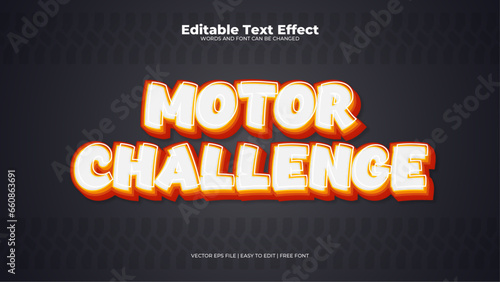 Black white and orange motor challenge 3d editable text effect - font style