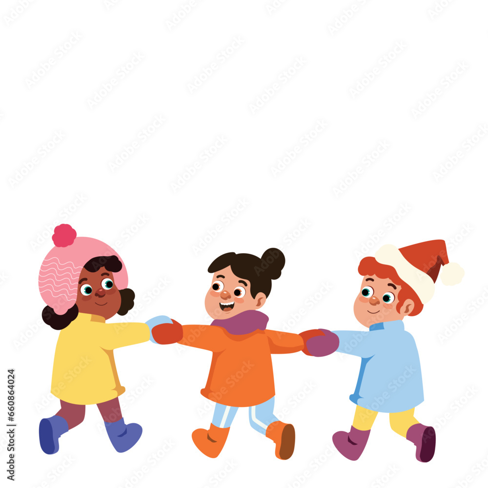 Group Children Playing | Winter Christmas Theme Group Children Playing | Winter Christmas Theme