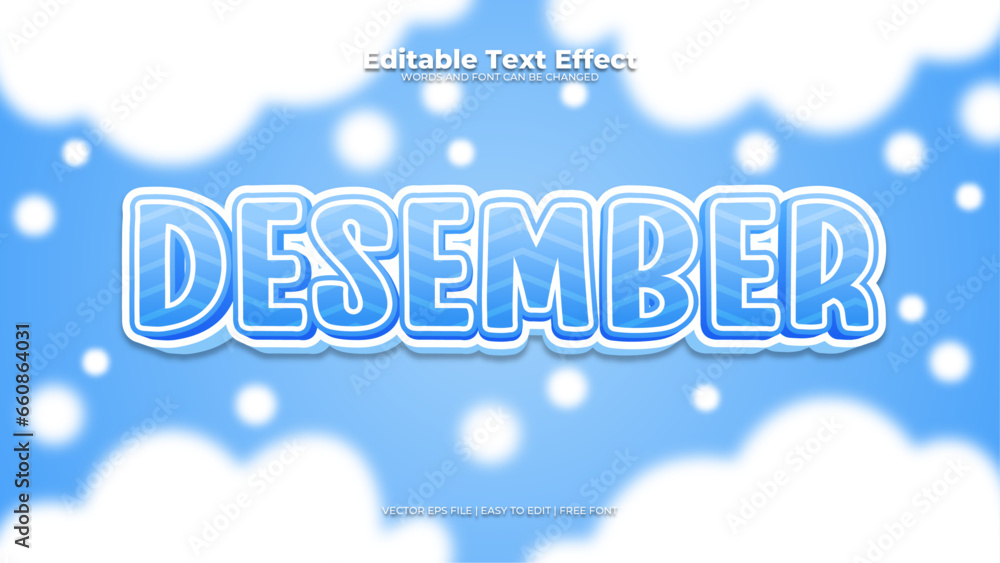 Blue and white desember 3d editable text effect - font style Blue and white desember 3d editable text effect - font style