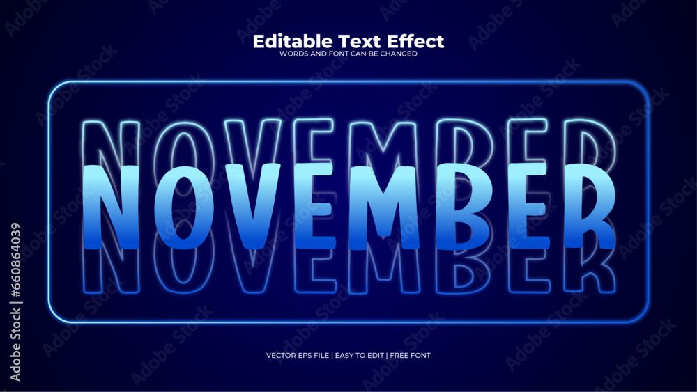 Blue november 3d editable text effect - font style