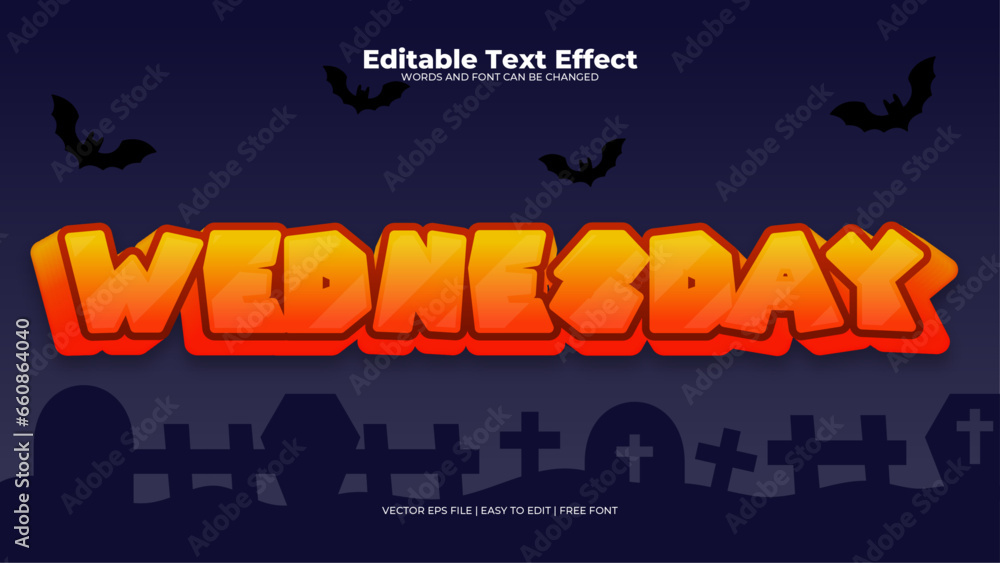 Black and orange wednesday 3d editable text effect - font style