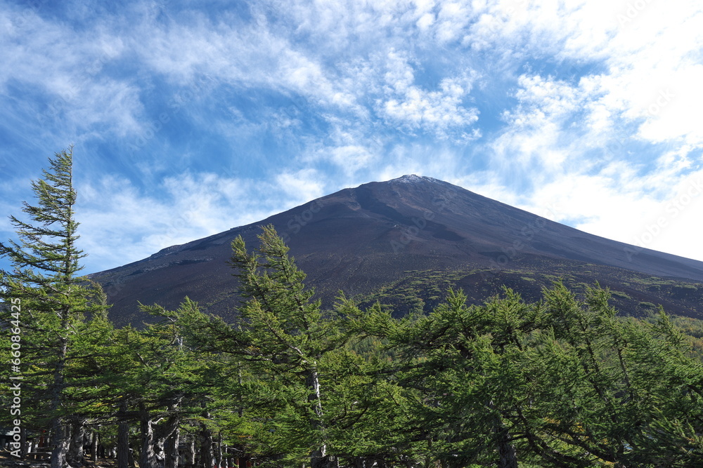 Fototapeta premium 富士山の初冠雪