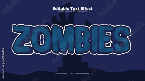 Blue and black zombies 3d editable text effect - font style