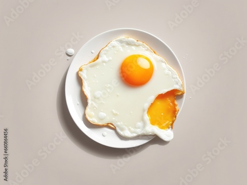 top view of illustration of Fried egg isolated on white background