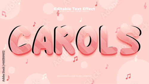 Pink carols 3d editable text effect - font style
