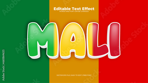 Fototapeta Naklejka Na Ścianę i Meble -  Green red and yellow mali 3d editable text effect - font style