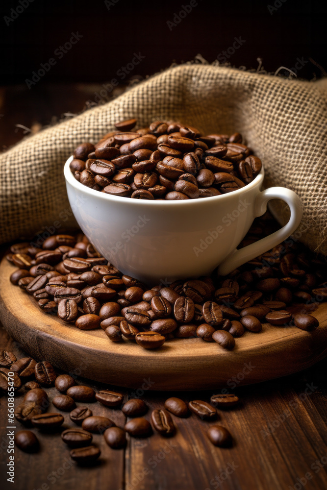Fototapeta premium Cup of coffee beans