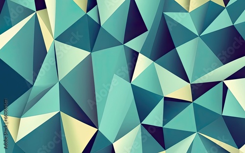 cyan low poly triangular background with Generative AI.