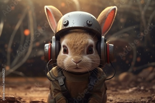 cute bunny wearing headgear. Generative AI