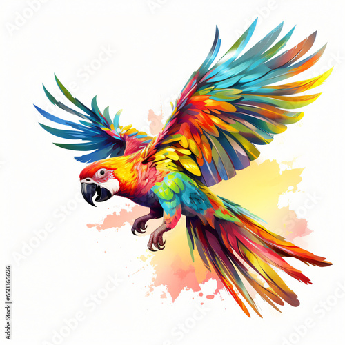 Image of colorful flying parrot painting © Cybonix