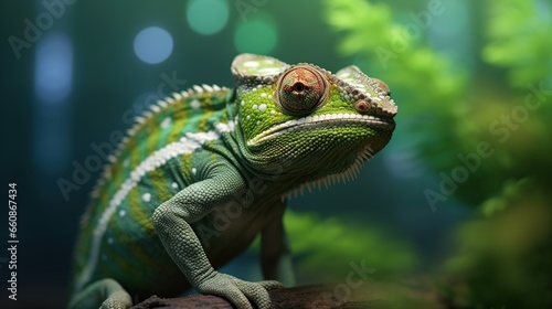 Panther chameleon, a species of chameleon native to the eastern and northern parts of Madagascar in a tropical forest biome.