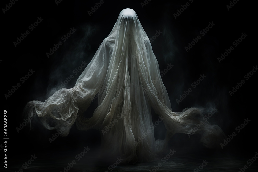 Creepy ghost on black background Creepy ghost on black background