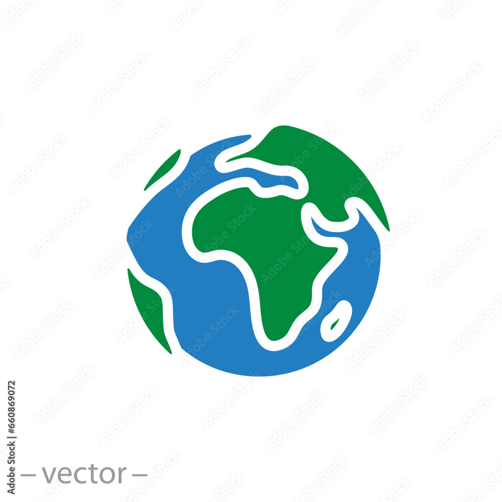 globe icon, flat symbol on white background - vector illustration globe icon, flat symbol on white background - vector illustration