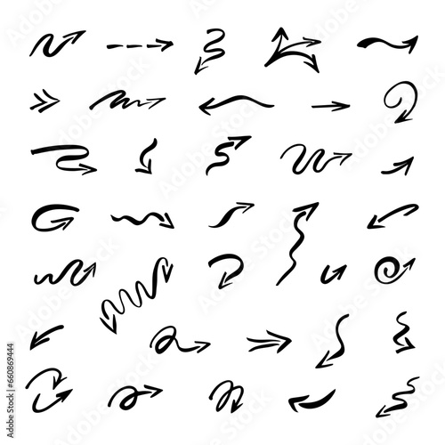 Vector set of hand drawn arrows, elements for presentation