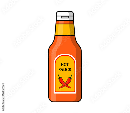 Hot chili sauce bottle cartoon vector illustration  isolated on white background