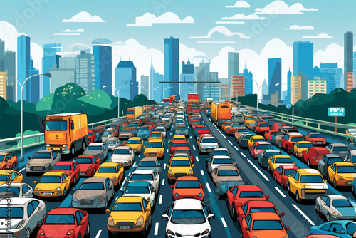 vector illustration of traffic jam
