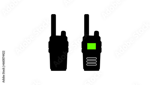 Rescuer walkie talkie, black isolated silhouette