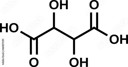 Tartaric acid C4H6O6 structural formula, vector illustration