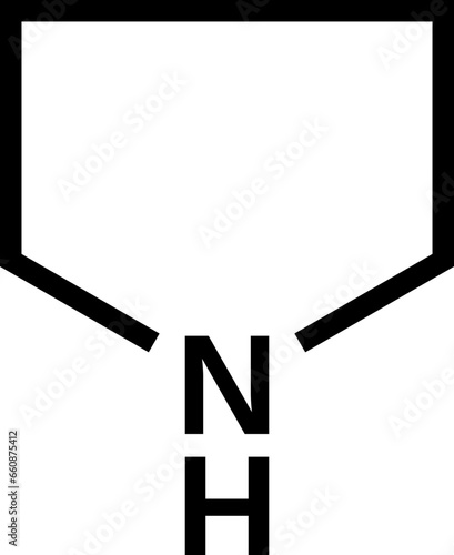 Pyrrolidine C4H9N structural formula, vector illustration