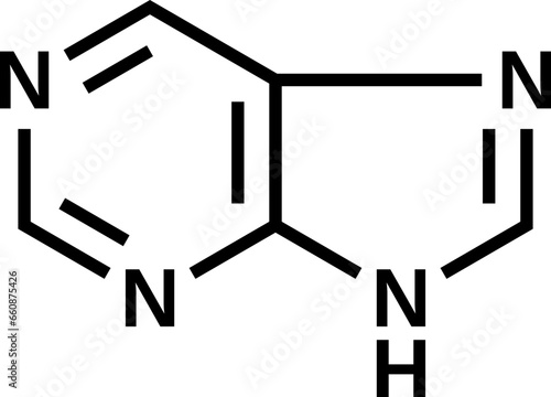 Purine C5H4N4 structural formula, vector illustration