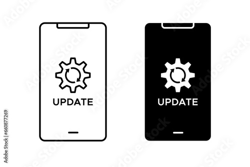 Smartphone update icon vector set. Software symbol. Gear sign