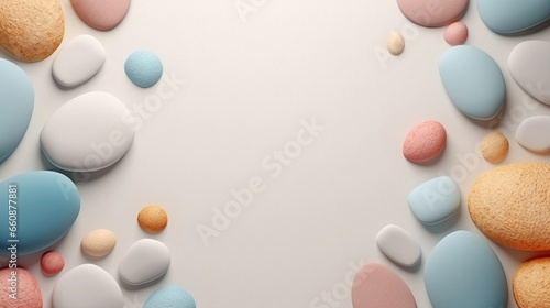 space for text on pastel background surrounded by beautiful decorative stone, background image, AI generated