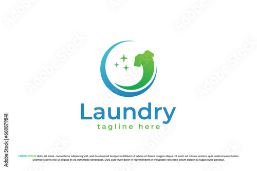 logo circle laundry clothes swoosh sparkle bubble
