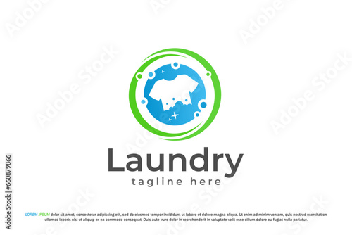 logo circle laundry clothes swoosh sparkle bubble