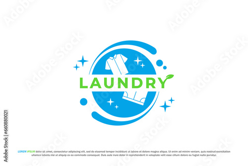 logo circle laundry clothes swoosh sparkle bubble