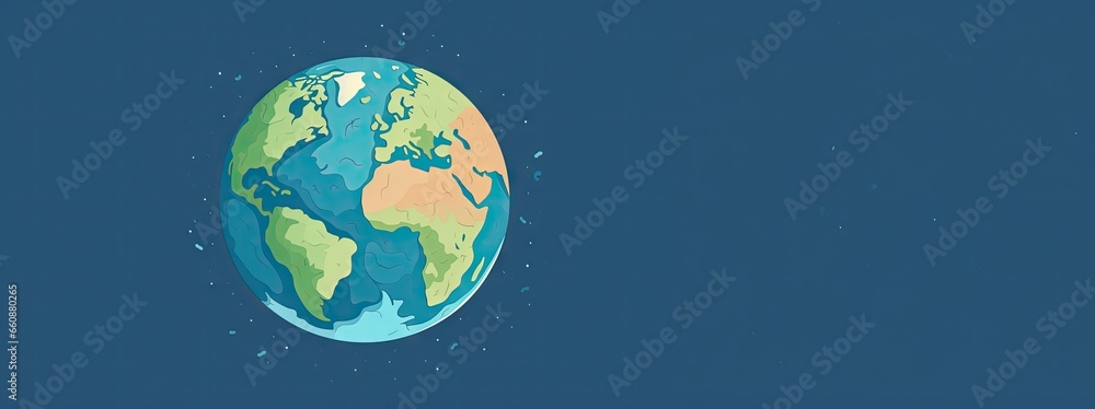 Beautiful Animated Planet Earth Background with Empty Copy Space for Text - Planet Earth Flat Vector Graphics Illustration Backdrop - Colorful Earth Wallpaper created with Generative AI Technology - obrazy, fototapety, plakaty 