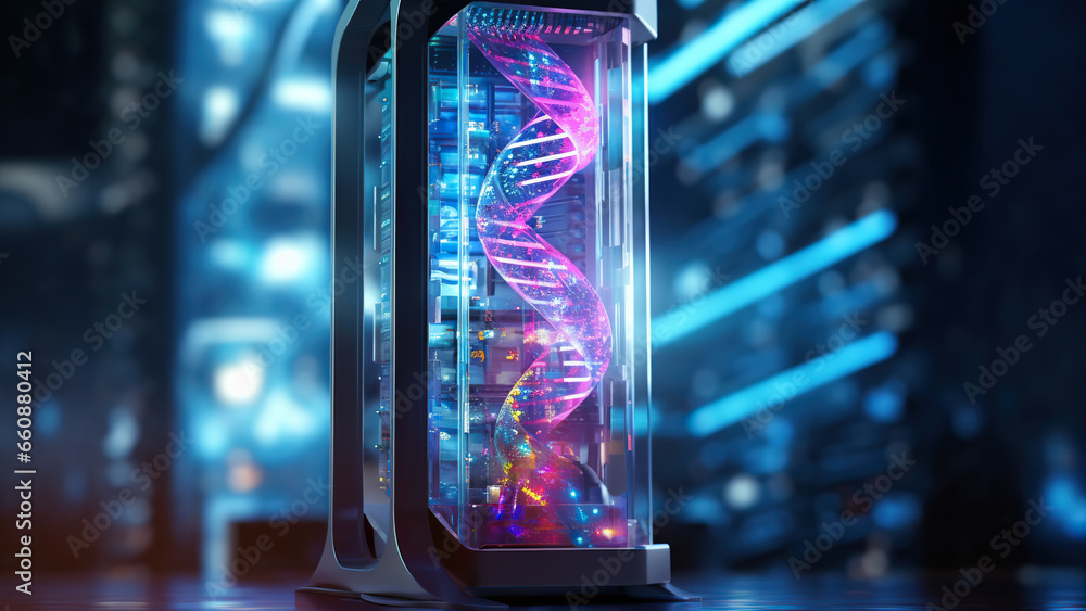 Scientific research figure of dna sequencing photorealism.  Wallpaper. - obrazy, fototapety, plakaty 