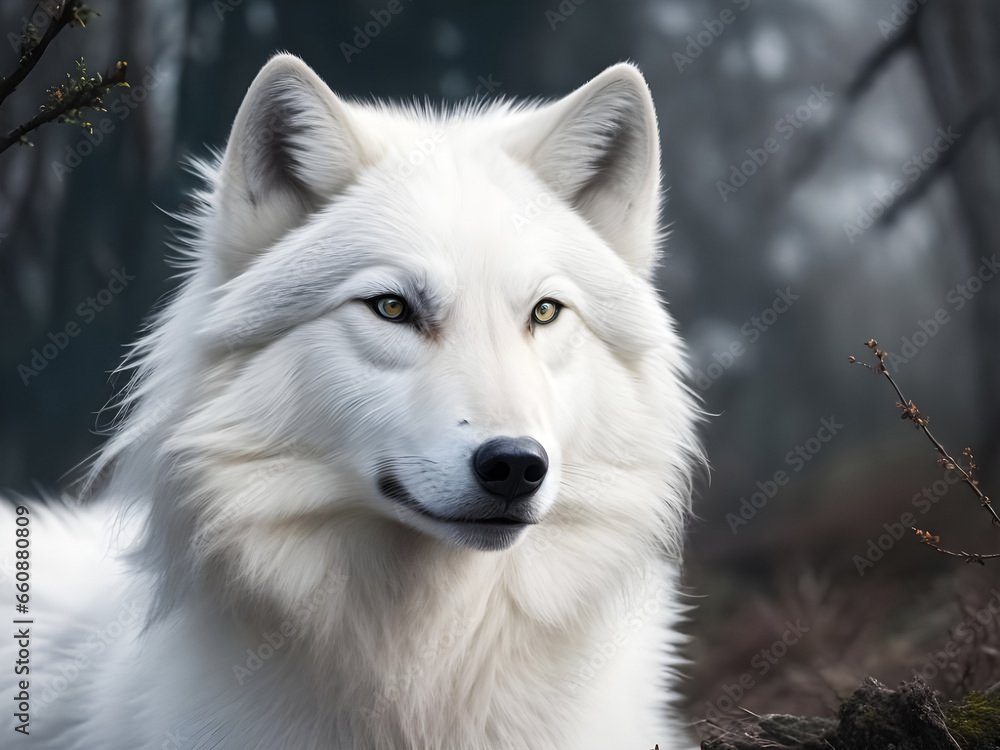 Wildlife photography of white wolf. Generated by AI tools. Wildlife photography of white wolf. Generated by AI tools.