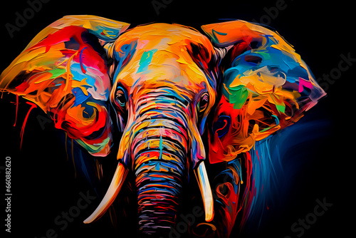 Abstract, multicolored elephant. photo