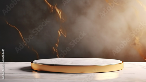 empty product showing display, marble texture, gold