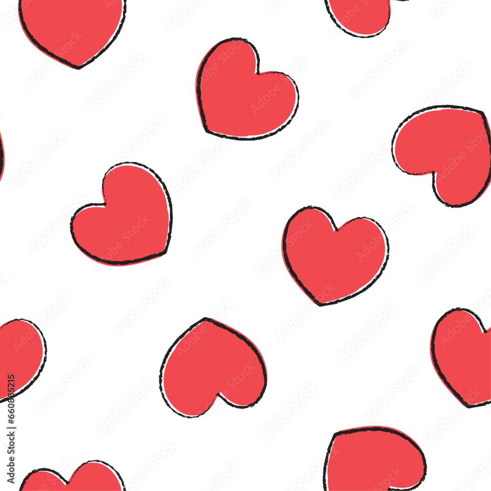 Seamless pattern with hearts. Print for Valentine's Day. Abstract simple vector graphics. Seamless pattern with hearts. Print for Valentine's Day. Abstract simple vector graphics.