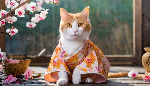 cat wearing kimono photo