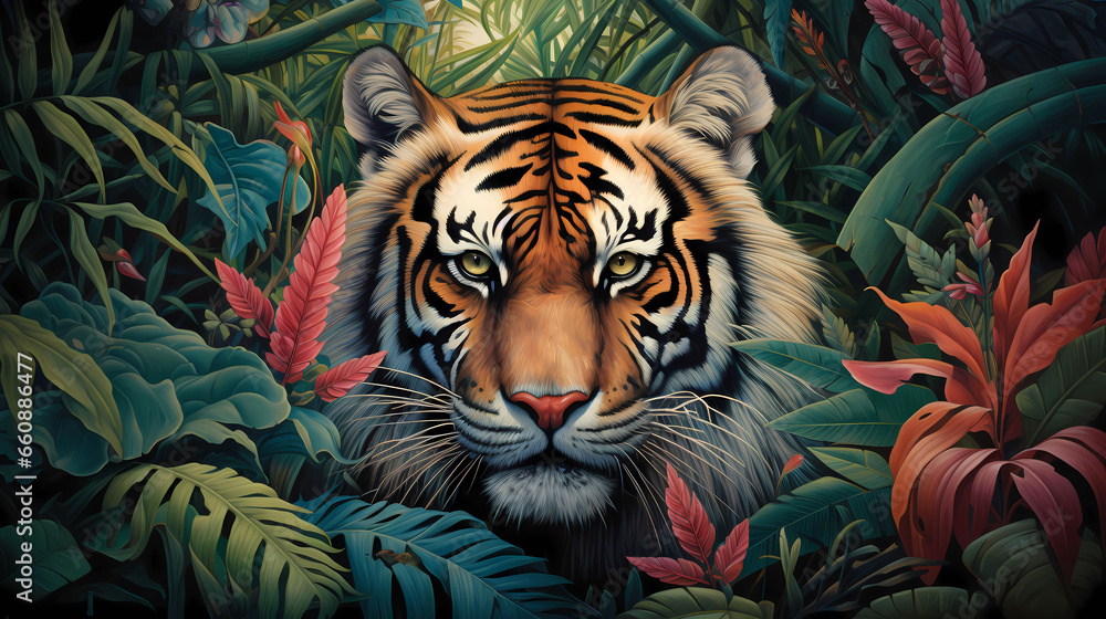 Tiger in the jungle illustration Tiger in the jungle illustration