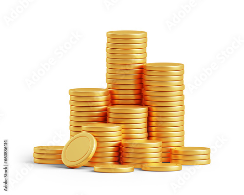 PNG gold coin money 3d currency isolated on transparent background.