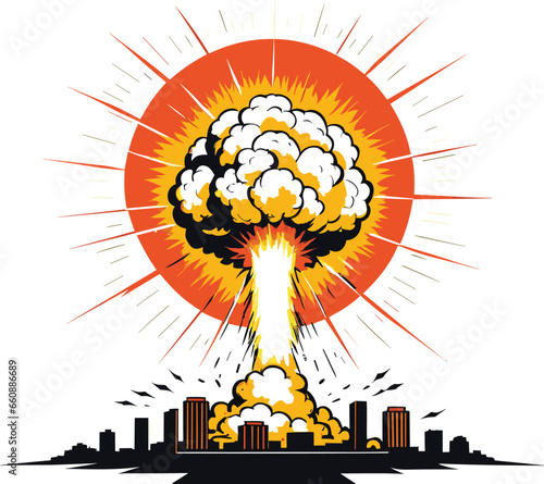 Vector illustration of an atomic explosion.