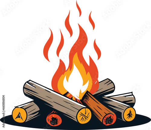 Vector illustration of a campfire.