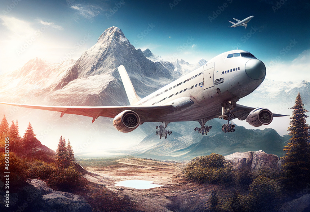 Airplane in line in the sky. Airline company. Journey. Airplane in line in the sky. Airline company. Journey.