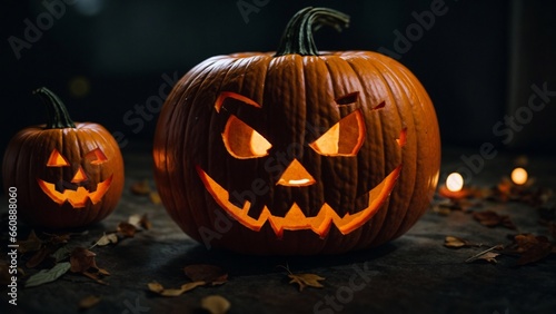 Halloween Pumpkin Jack-O-Lantern Carving Scary Night Scene