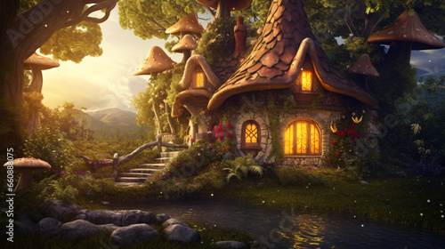 Medieval house in the fairy forest