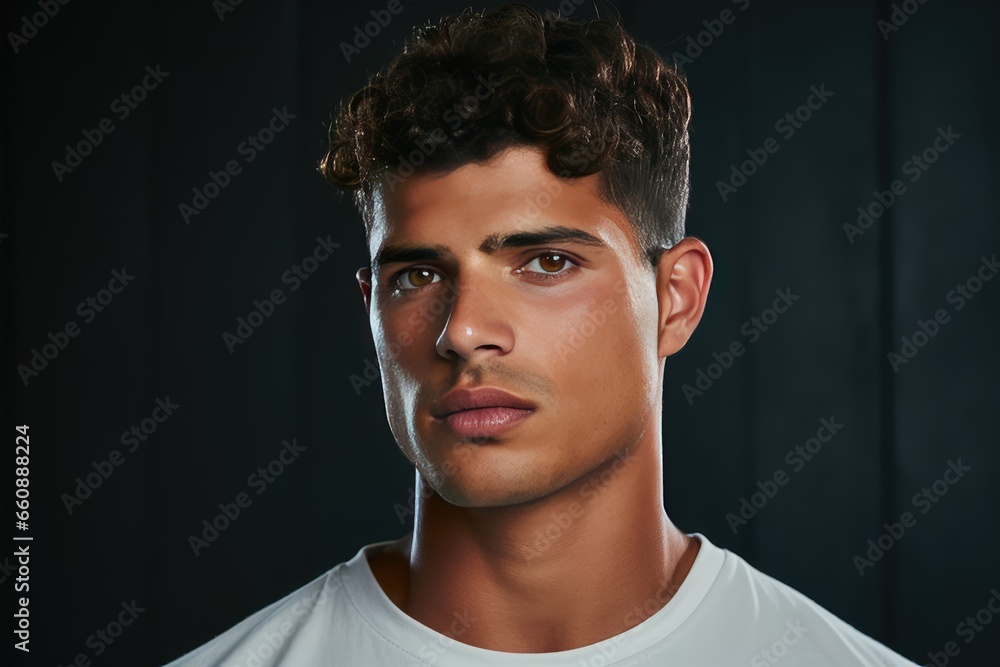 Obraz premium Young man with flawless and radiant skin standing in a studio