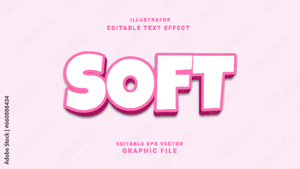 Soft 3d editable vector text style effect - Vector text effect with luxury concept - Emboss 3d simple pink modern future editable text effect