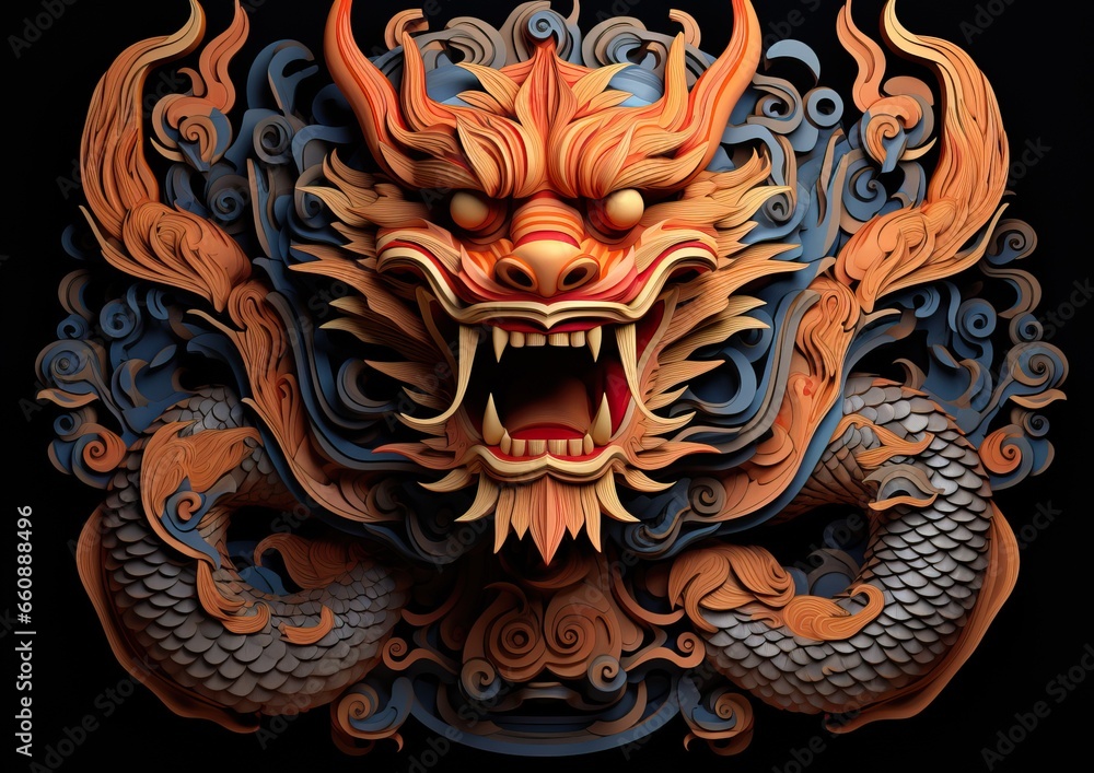Wooden Chinese Dragon Sculpture Wooden Chinese Dragon Sculpture