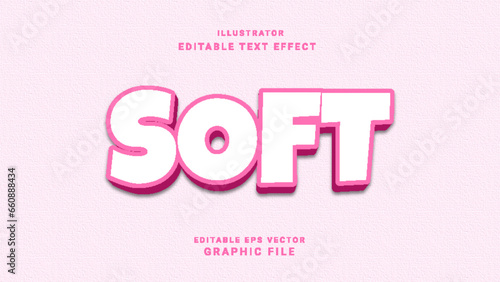 Soft 3d editable vector text style effect - Vector text effect with luxury concept - Emboss 3d simple pink modern future editable text effect