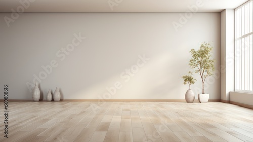 Minimalist urban apartment with sunlight.